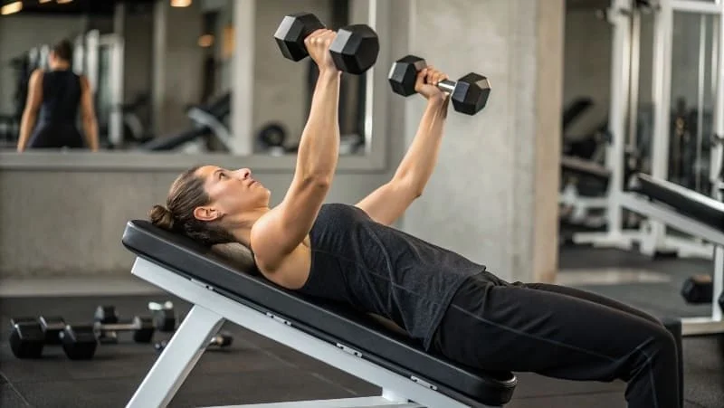 a person doing an incline dumbbell press