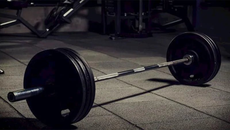 close up of barbell knurling