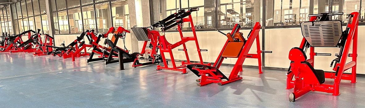 A clean and modern fitness equipment manufacturing factory floor