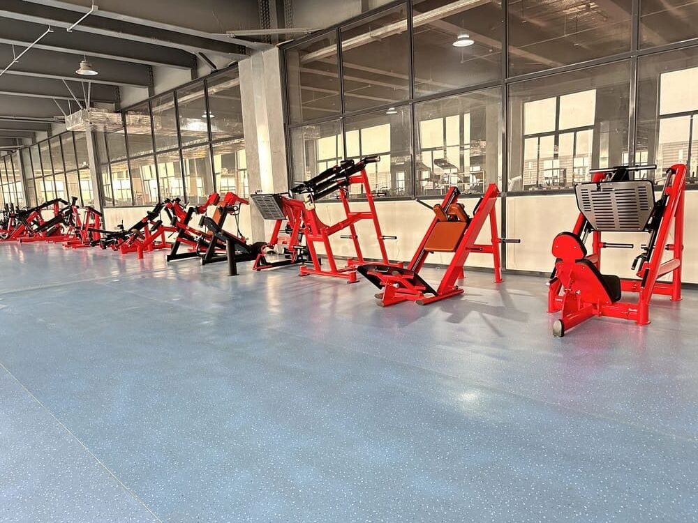 Full strength zone layout in red-black finish for B2B gym project