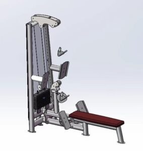 3D model of a piece of gym equipment on a computer screen