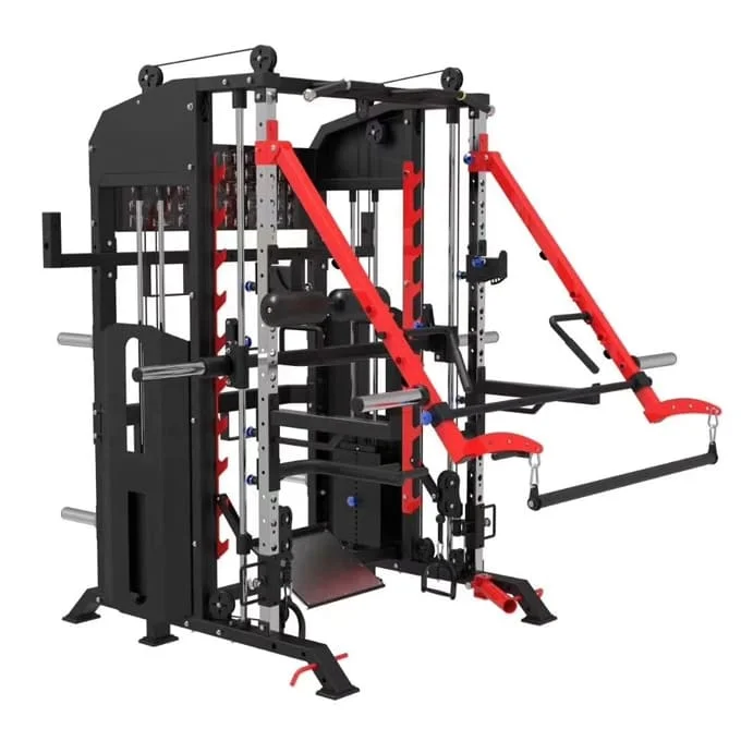 A trainer pointing out the iso-lateral movement on the 8424 Low Row machine to a client
